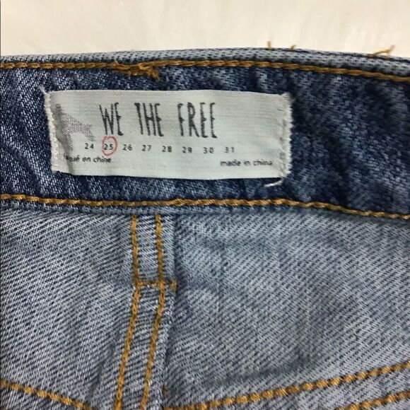 Free People Patch Denim Mini Skirt New Size 25 - Picture 7 of 8